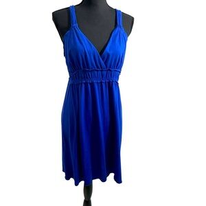 Feathers Large Blue Boutique Faux Wrap Front Summer Dress